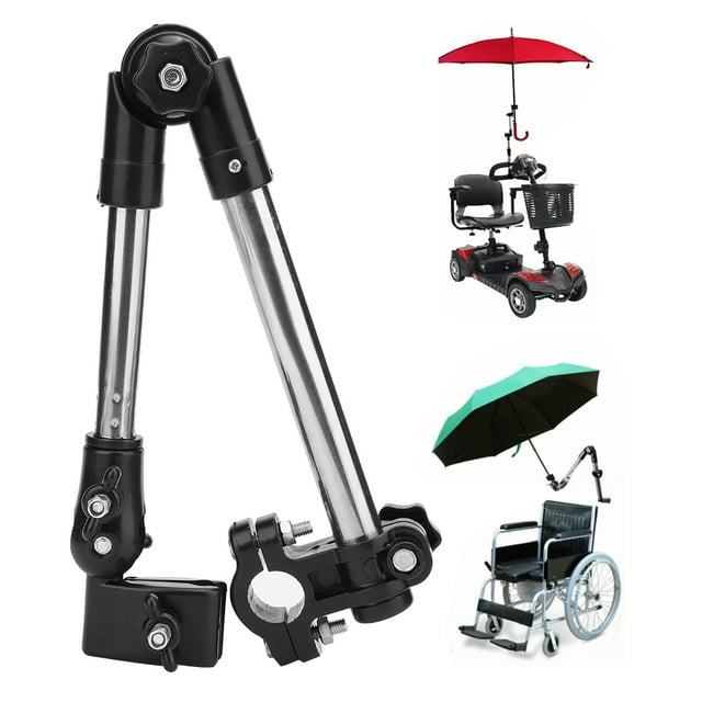 Fyydes Wheelchair Umbrella Clamp,Wheelchair Umbrella Attachment Handle Bar Holder Clamp Supporter Connector,Wheelchair Accessory