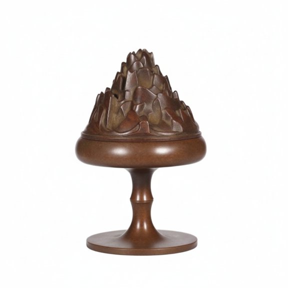 Fzaqwen 1 Count Mountain Shaped Copper Scent Burner Boshan Censer 1.76 Inches for Tea Table Display Shelf