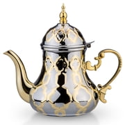 Fzaqwen 1 North African Teapot Stainless Steel Moroccan Kettle with Domed Lid for Elegant Table Service