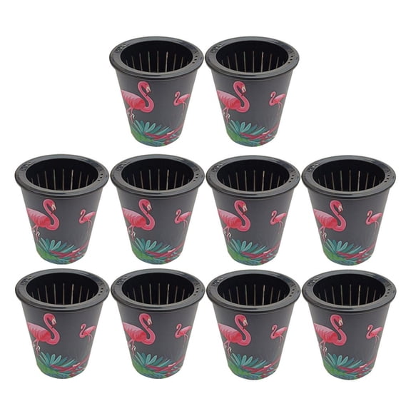 Fzaqwen 10x Flamingo Black Self Watering Planter Pots for Indoor Plants Outdoor
