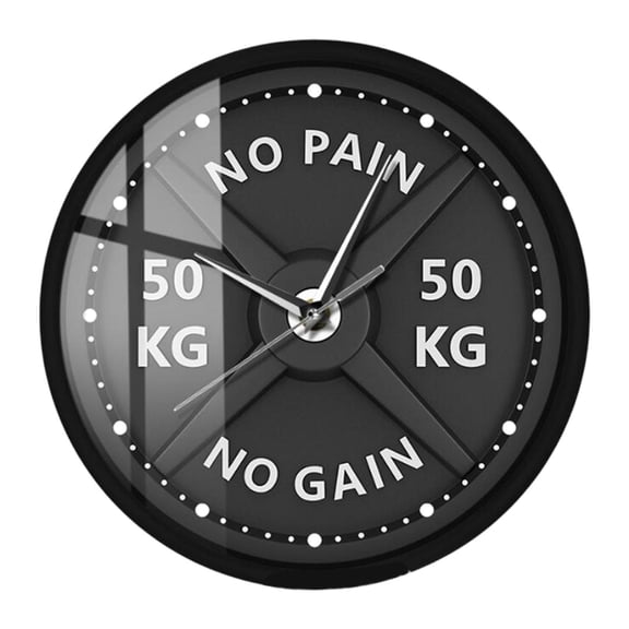 Fzaqwen 11.8inch Barbell Weight Pattern Wall Hanging Clock Gym Clock Home Decoration for