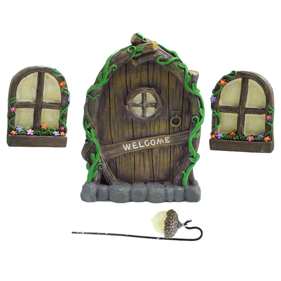 Fzaqwen 1Set Miniature Fairy Gnome Kits Window And Door for Garden Statues Decor Outdoor