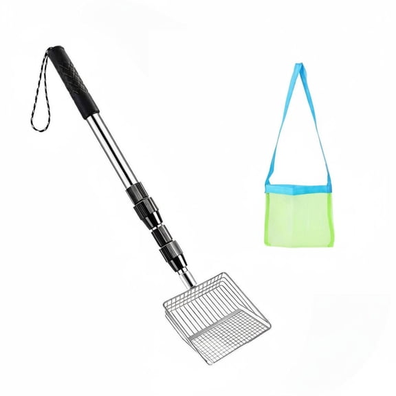 Fzaqwen 2 Count Beachcombing Kit Long Handle Shell Sifter Stainless Steel Adjustable Sand Sieve with Carry Bag for Beachcombers
