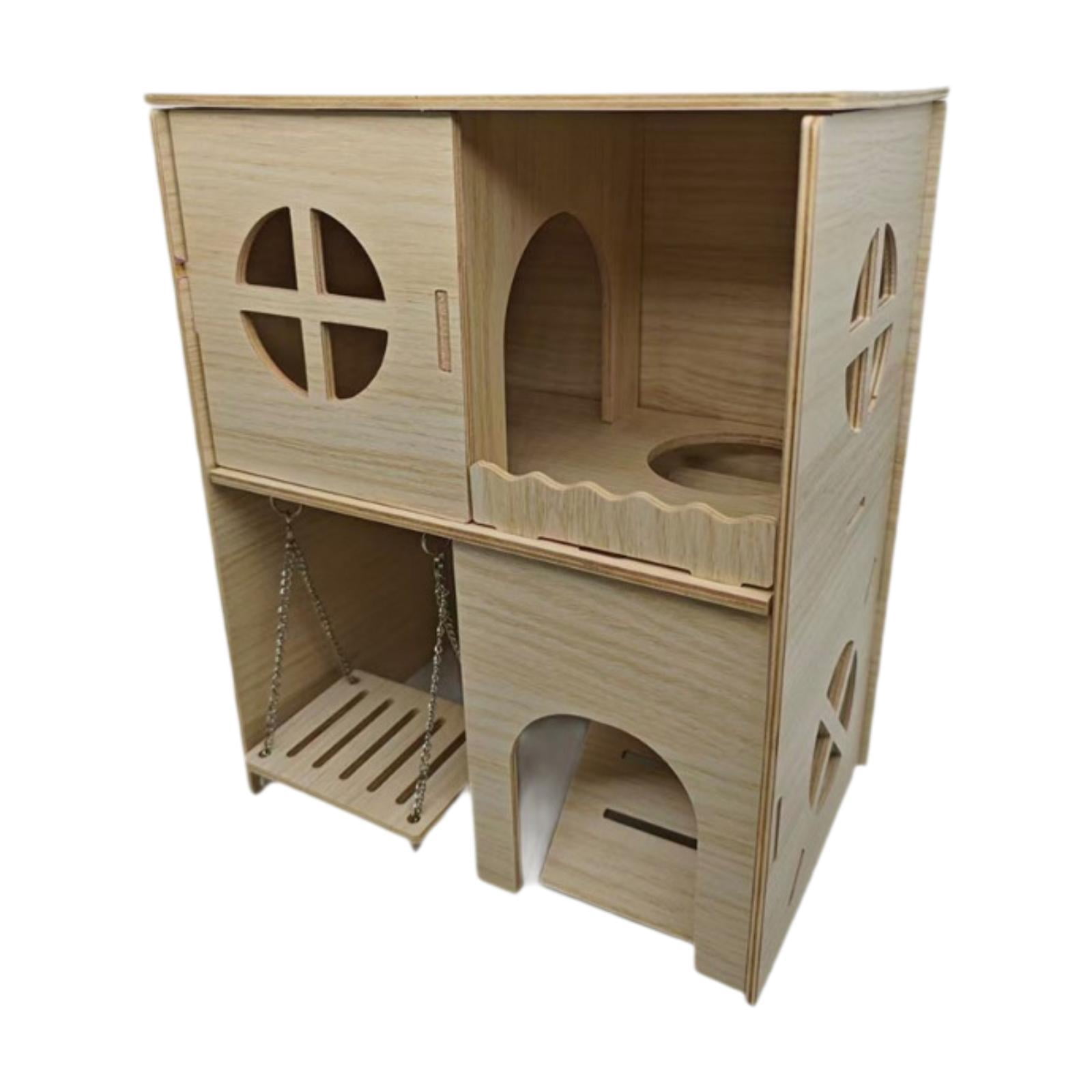 Fzaqwen 2 Layer Hamster House and Hideout Hamster Hideout Cabin Fun Hamster Hut Play Toy
