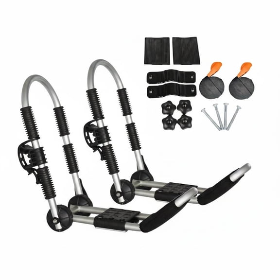 Fzaqwen 2 Pcs J Cradle Kayak Rack Canoe Carrier Roof Mount Adjustable Foldable Aluminum with Foam Pads for Cars Suvs Campground Drives