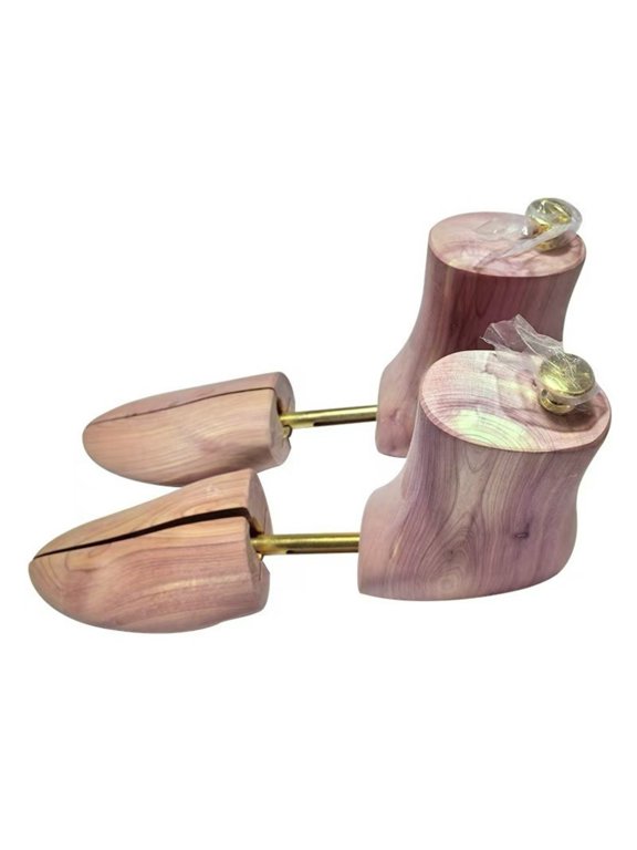 2 Pieces Cedar Boot Forms for Shoe Tree with Metal Rod Adjustable Fit for Leather Boot Care