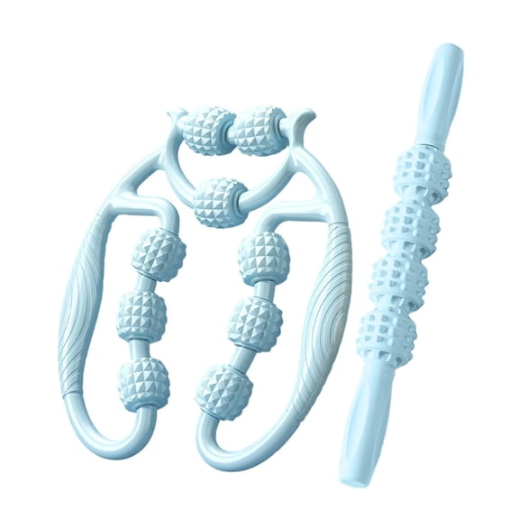 Fzaqwen 2Pcs Massage Roller Muscle Roller Manual Workout Portable Bodybuilding Equipment blue