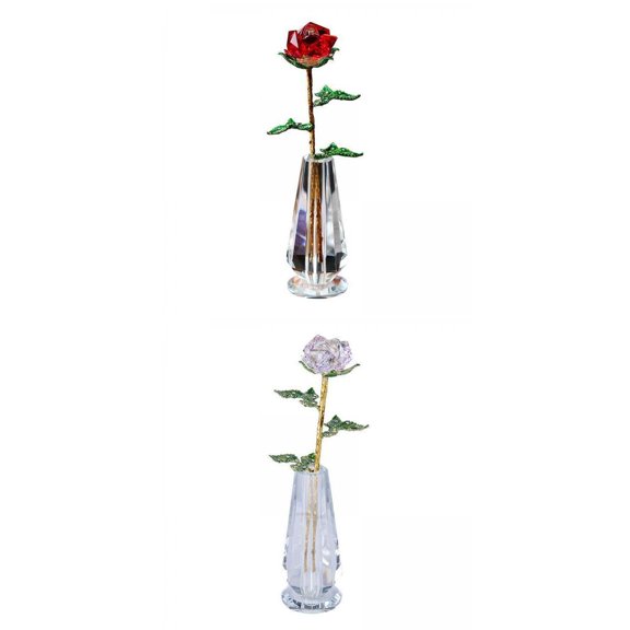 Fzaqwen 2pcs Artificial Crystal Roses Flowers Beautiful Gifts for Wedding Wife