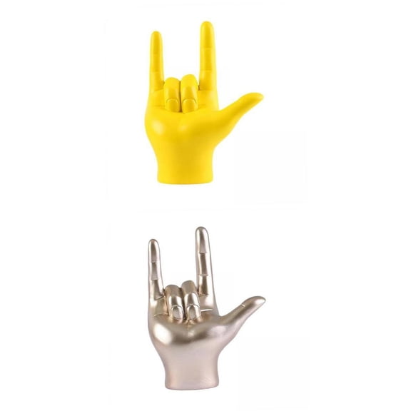 Fzaqwen 2x Love You Finger Gesture Statue Music Gesture Figure Rock Hand Sculpture