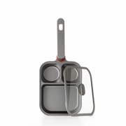 Fzaqwen 3-hole Breakfast Griddle Pan Nonstick Titanium Gold Finish Detachable Handle for RV Small Spaces