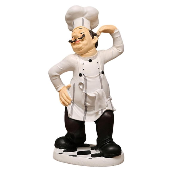 Fzaqwen 3D Chef Figurines Kitchen Desktop Decoration Miniature Statue Cooking Home Gourmet Kitchen Restaurant Bar Cafe Decor 14x11x30cm