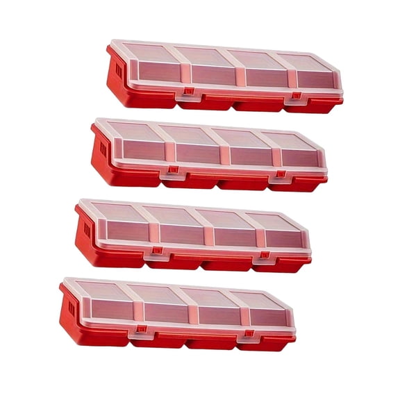 Fzaqwen 4 Pack Screw Organizer Boxes, Dividers, Hardware Containers, Organizer Cases for Red