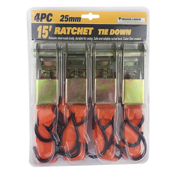 Fzaqwen 4Pcs Ratchet Down Straps 500 Lbs Load Capacity Car Luggage for Moving Orange