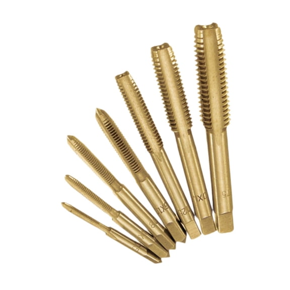Fzaqwen 7x Metric Machine Screw Drill Tap Set, Metric Thread Tapping Tool Kit, M3 M4 M5 M6 M8 M10 M12 Hand Tap Set