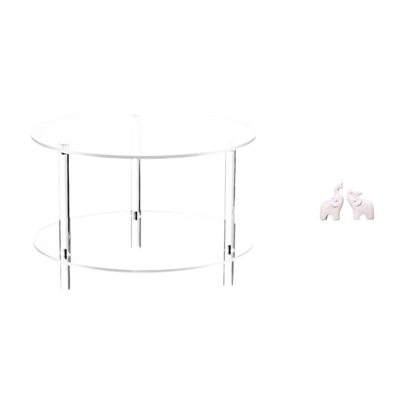 Fzaqwen Acrylic Round Side Table End Table Nightstand Elephant Sculpture Resin Artistic Decor Minimalist Modern Style Suitable for Home Office Bedroom