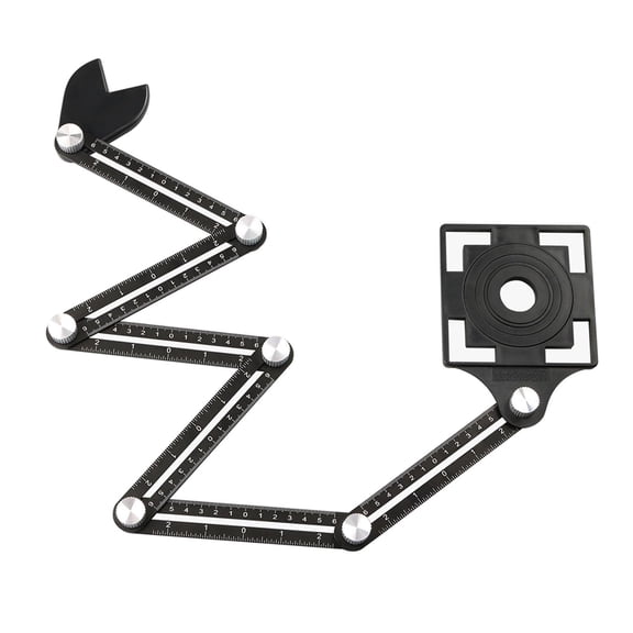 Fzaqwen Adjustable Multi Angle Measuring Ruler, with Fish Tail Tile Tools Aluminum Alloy 5 holes