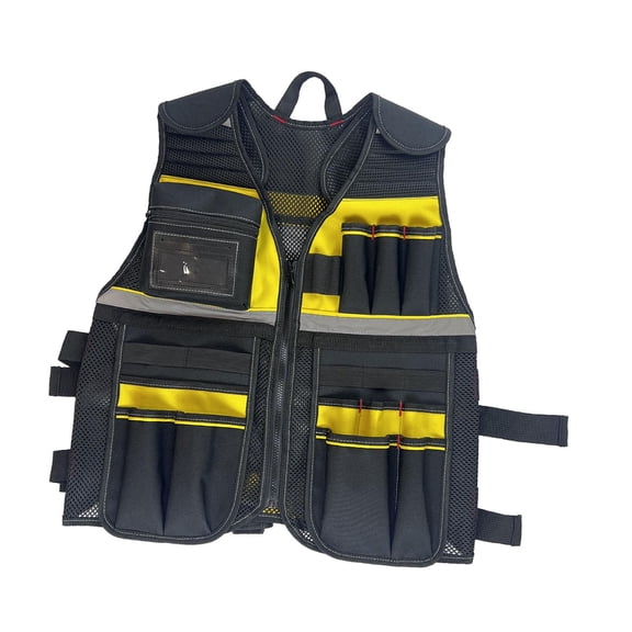 Fzaqwen Adjustable Multi Pocket Electrician Vest Reflective Oxford Tool Holder Vest Work