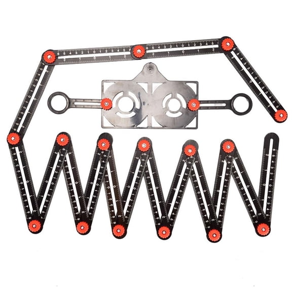 Fzaqwen Aluminum Alloy Multi Angle Ruler Template Tool Folding Ruler for Tilers Layout Tools 16 fold
