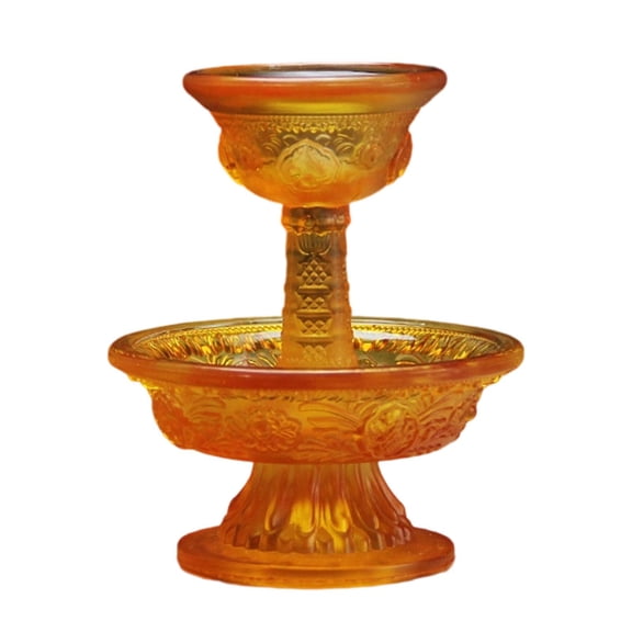 Fzaqwen Amber Glass Buddha Sacrifice Cup Religious Offering Goblet Ritual Home Decor for