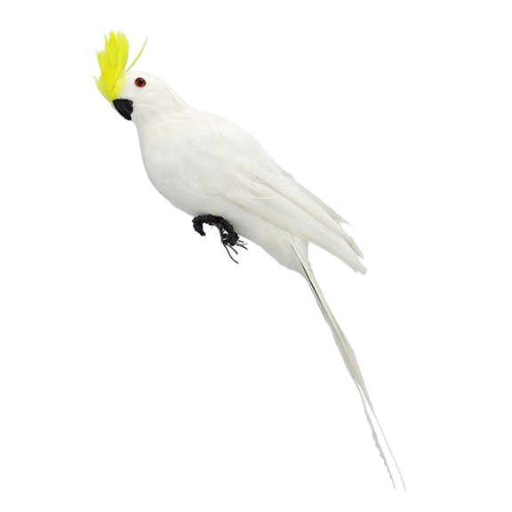 Fzaqwen Artificial Birds Feathered Parrot Simulation Parrot for Porch Pathway Patio Yard White