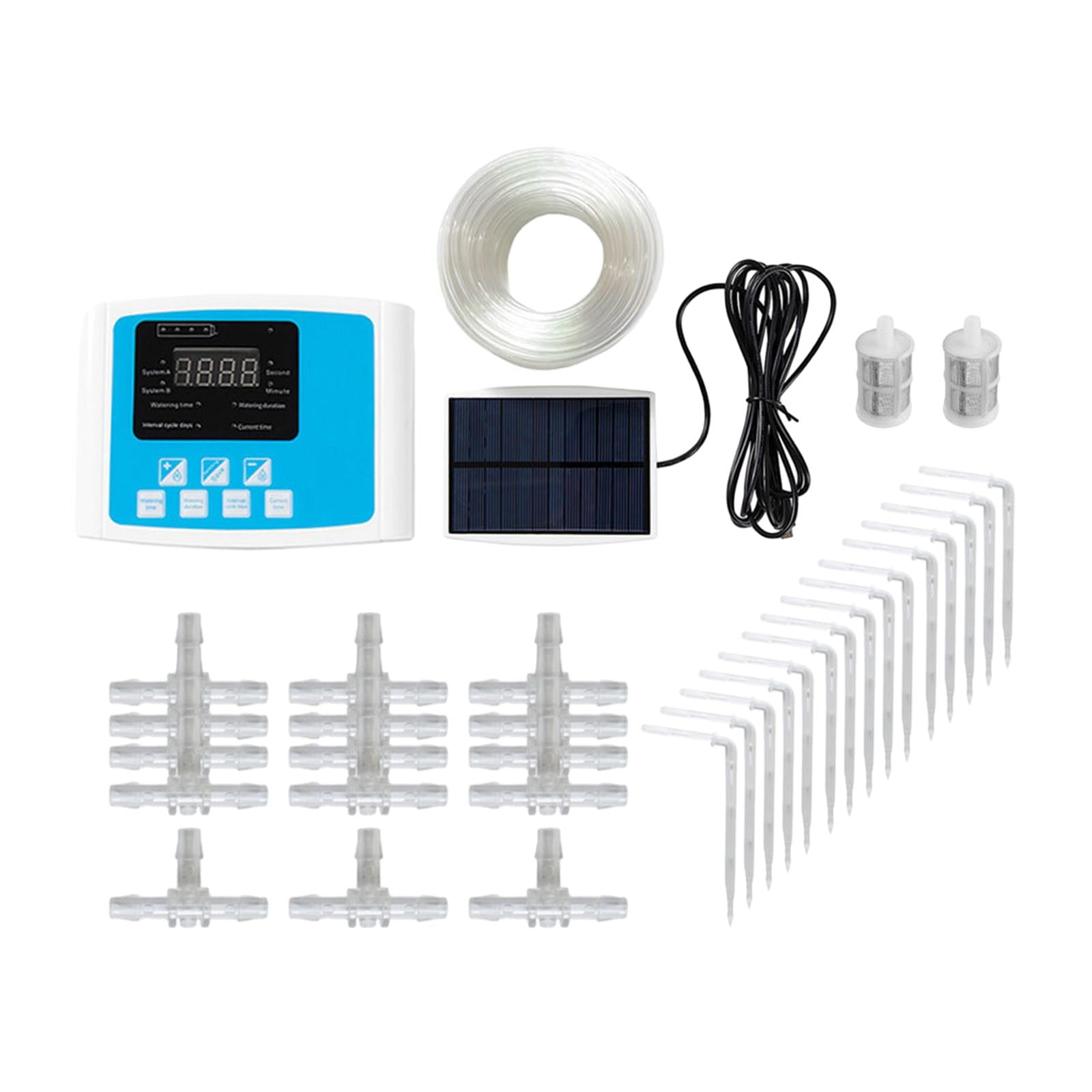 Fzaqwen Automatic Drip Irrigation Kit LED Display Indoor Watering System Automatic Plant Double Pump Blue