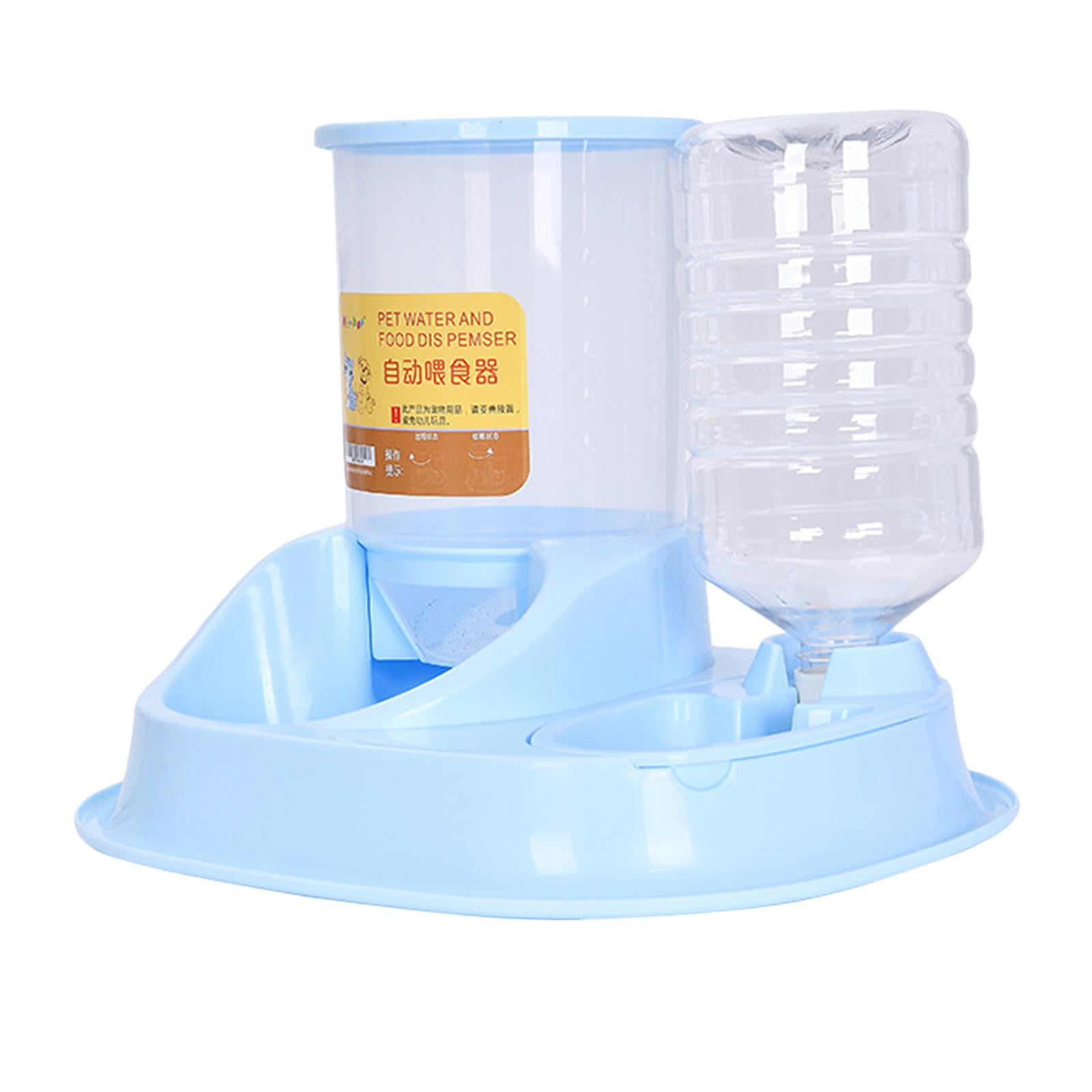 Fzaqwen Automatic Food Water Pet Feeder Plastic Dog Food Bowl Water Dispenser Waterer For Dog Cat Dog Drinker Feeding Travel Supply Blue