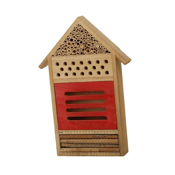 Fzaqwen Bee House Butterfly House Shelter Habitat Hotel Breeding Decorative Bee Box Nest 19.5x4x29.5cm