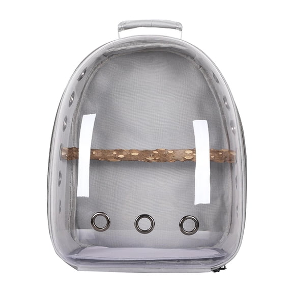 Fzaqwen Bird Carrier Cage Shoulder Bag Pet Parrot Travel Clear Backpack Gray