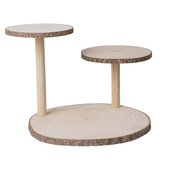 Fzaqwen Cake Stand Wooden Cupcake Serving Tray Dessert Display Cheese Board Tiered Plant 3 tier