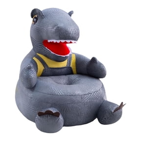 Fzaqwen Cartoon Sofa Children Dinosaur Animal Stuffed Sitting Sofa Comfortable Soft Support Chair Cute Accessory Suitable for Home Reading Playroom Gray