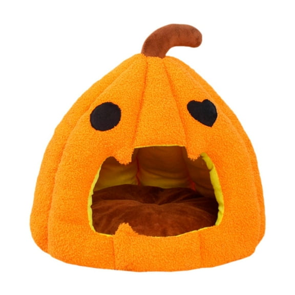 Fzaqwen Cat Nest Cat Bed Sleeping Hut Habitat Mini House Halloween Pumpkin Nest Pet Cave