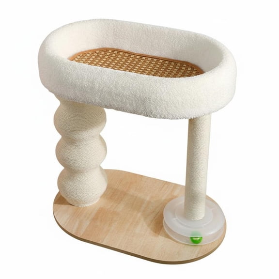 Fzaqwen Cat Tower Climbing Structure Scratcher with Cooling Mat Engineered Wood Condo and Track Ball for Apartment Living