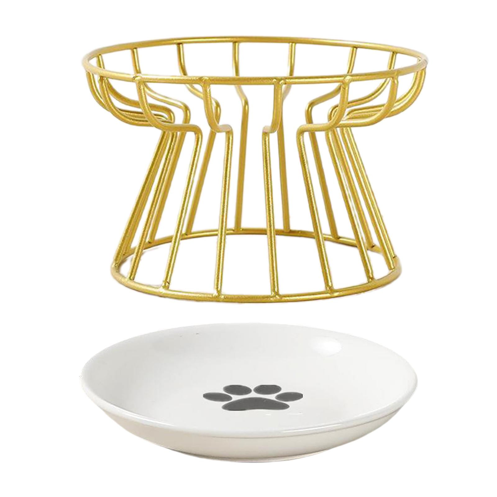 Fzaqwen Ceramic Pet Bowl Food Water & Treats for Cats & Dogs Non-slip Cat Bowls Pet Food Water Bowl Pet Supplies Golden