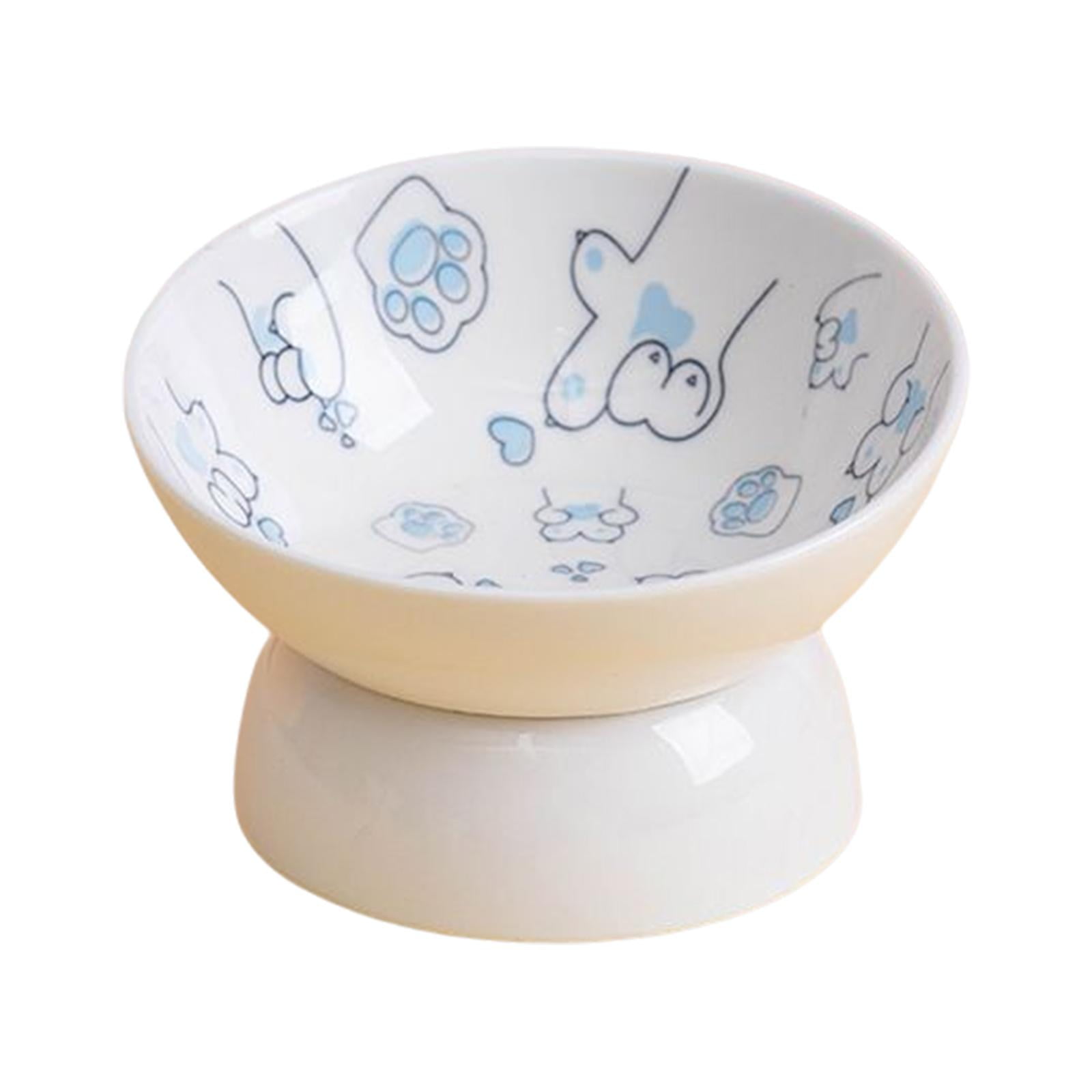 Fzaqwen Ceramic Raised Pet Feeder Elevated Cat Bowl Water Drinking Bowl Pet Feeding Bowl Blue