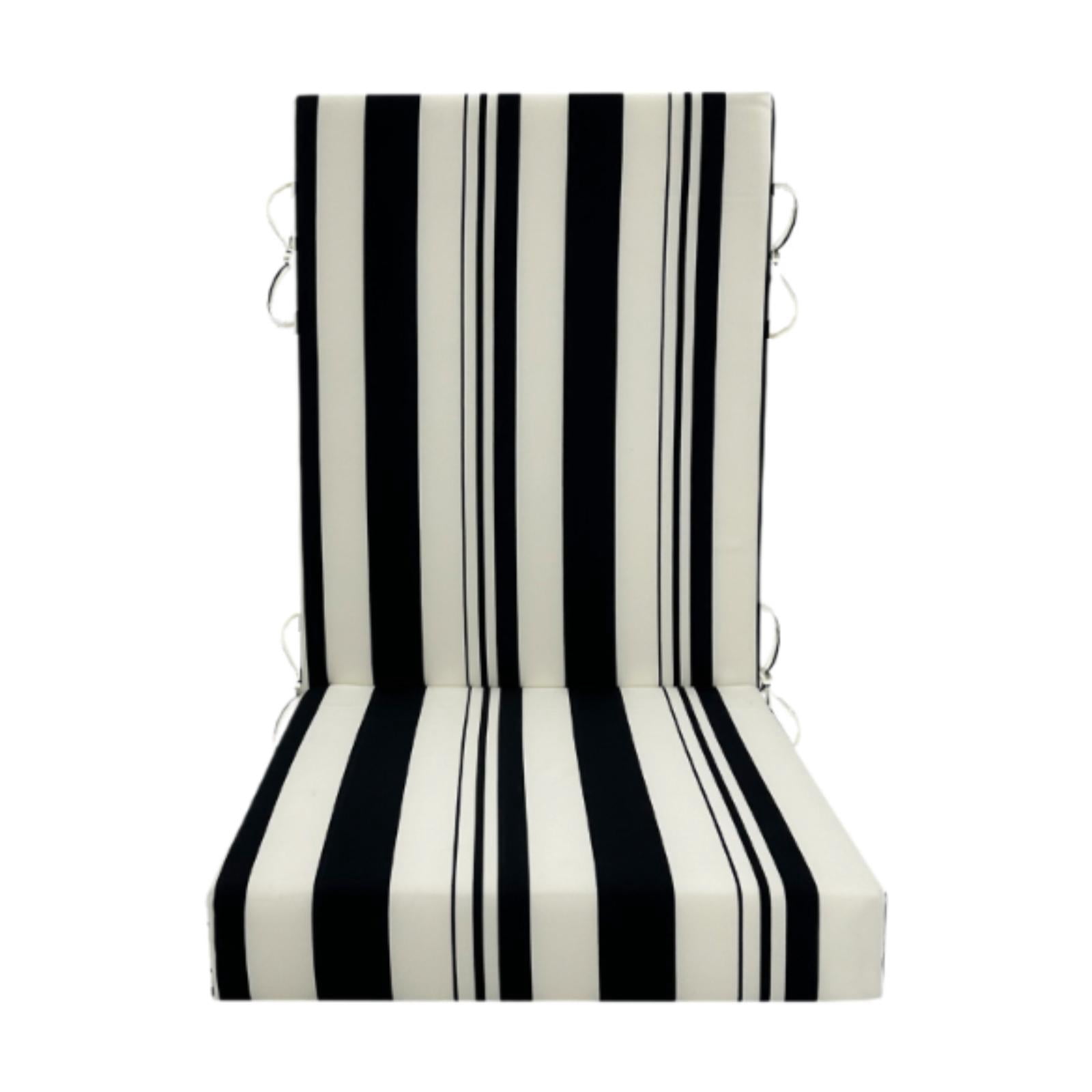 Fzaqwen Chair cushion with high backrest for outdoor use, patio furniture cushion, soft, Black White stripe
