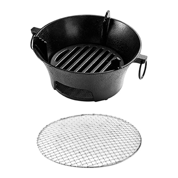 Fzaqwen Charcoal Hibachi Grill Barbecue Mini BBQ Charcoal Grill with Mesh Rack Cast Iron
