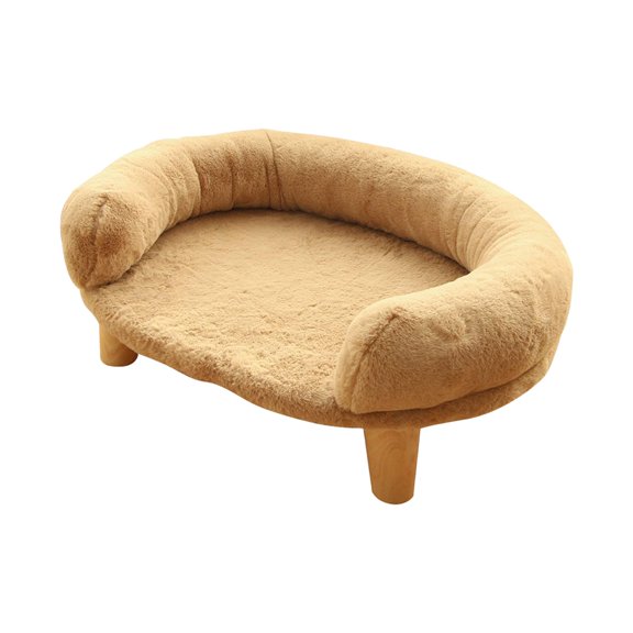 Fzaqwen Comfortable Pet Sofa Plush Warm Couch Nonslip Leg Dog Sleeping Bed Lounge Kitten Khaki