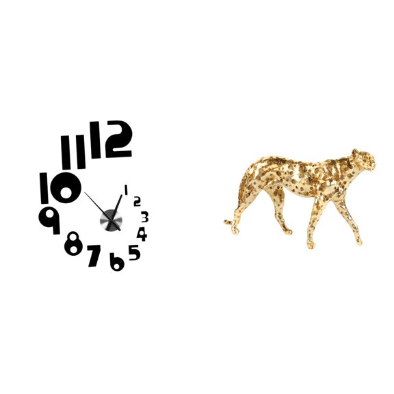 Fzaqwen DIY Wall Clock 3D Decorative Wall Stickers Silent Frameless Minimalist Cheetah Figurine Acrylic Resin Creative Home Office Decor Suitable for TV Cabin