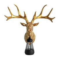 Fzaqwen Deer Head Wall Lamp Animal Wall Art Decorative Resin Modern Solar Deer Sculpture gold