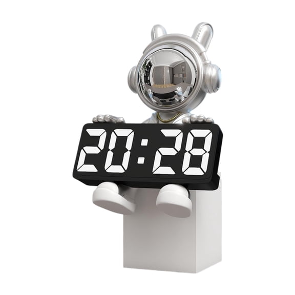 Fzaqwen Digital Alarm Clock Astronaut Timepiece Multifunctional Ornament Astronaut Clock silver