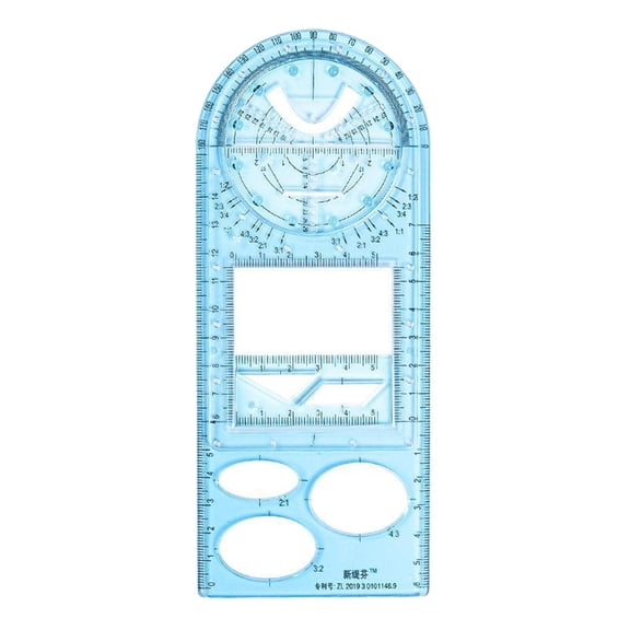 Fzaqwen Drawing Template Draft Rulers Measuring Tool Supplies Stationery Multifunctional High Blue