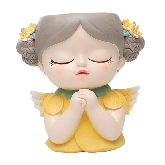 Fzaqwen Elf Girl Flower Pot Plant Pot Elf Girl Figurine Outdoor Anti Slip Resin Planters Style A