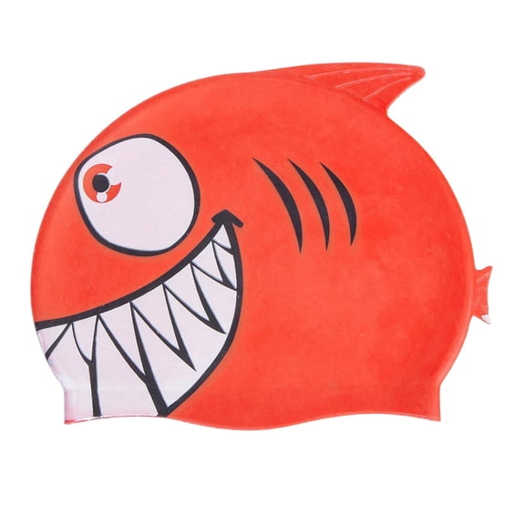 Fzaqwen Fish Shape Swim Cap Swim Gear Water Resistant Cute Anti-slip Elastic Bathing Cap Red