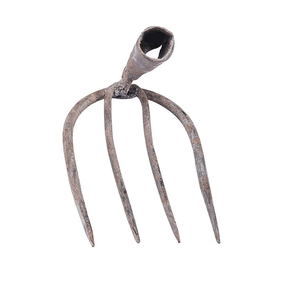 Fzaqwen Garden Rake Head, Four Tooth, High Carbon Steel, Replacement Hoe Rake Harrow for L Pointed Head