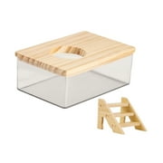 Fzaqwen Hamster Sand Bath Box Clear Bath House Sand Container for Gerbil Ferret Mice M