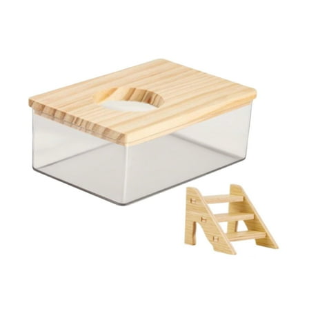 Fzaqwen Hamster Sand Bath Box Clear Bath House Sand Container for Gerbil Ferret Mice M