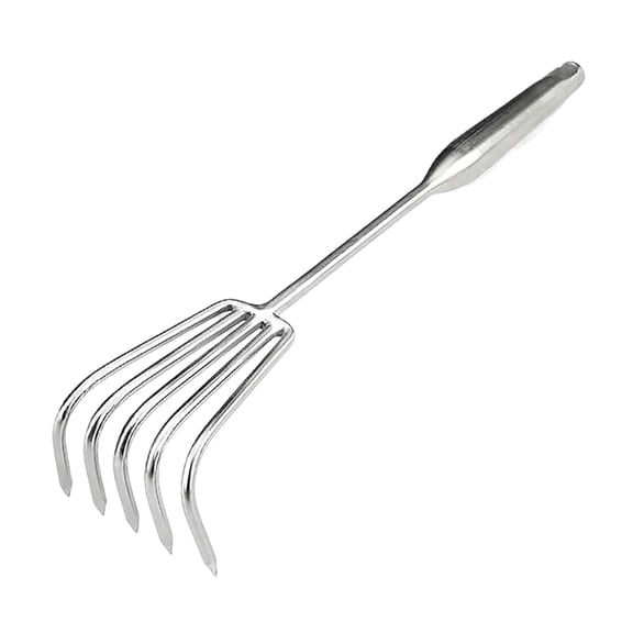 Fzaqwen Hand Rake Gardening Soil Loosening Tool Stainless Steel Sturdy Digging Tool Claw Five Tines