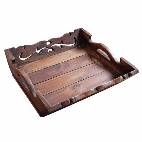 Fzaqwen Hollow Carved Tray Wooden Tray Beverage Tray Retro Accent Uniqueness for Living Room Fruit Display and Storage