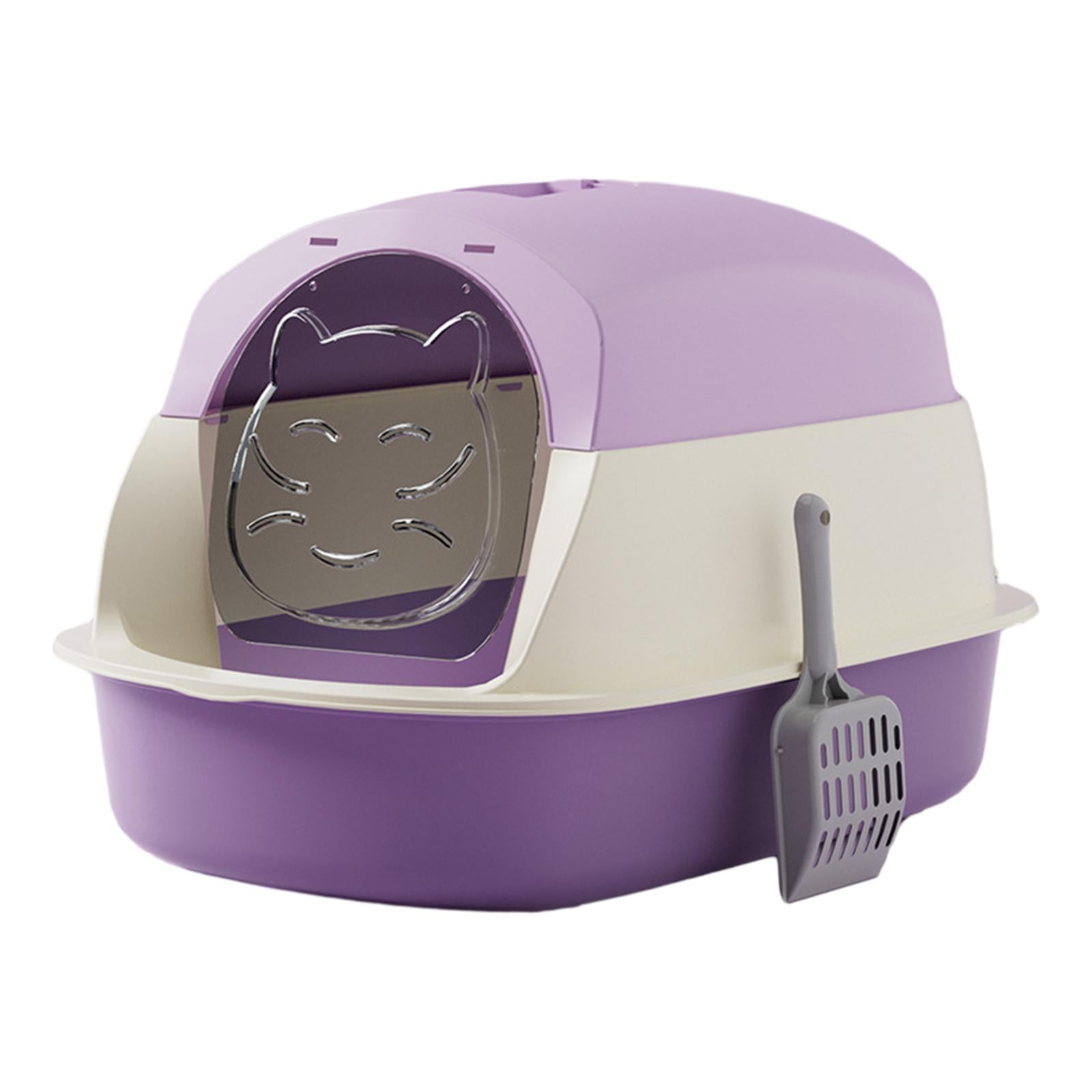 Fzaqwen Hooded Cat with Lid Enclosed and Covered Cat Toilet Pet Supplies with Violet