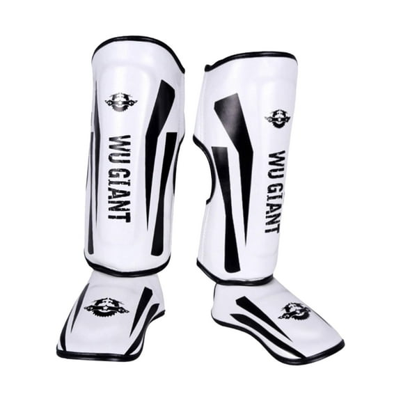 Fzaqwen Kickboxing Shin Guards PU Leather Calf Sleeve Instep Protection Pads Leg Support L